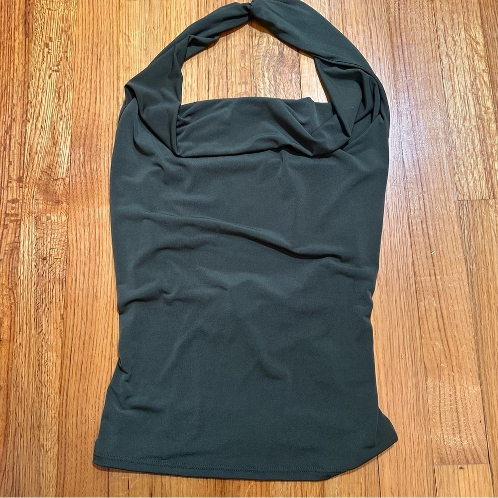UO cowl neck halter top color Olive size small (#c5)